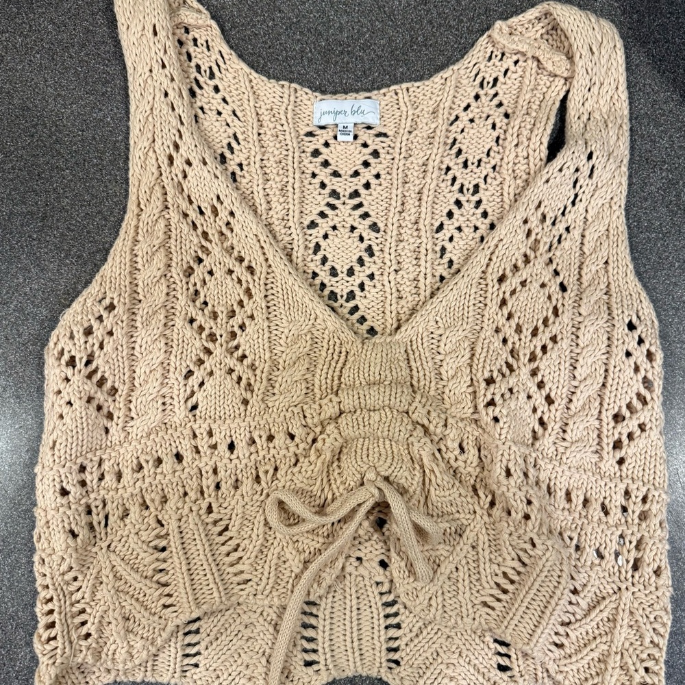 South Moon Under Cropped  Women's Tan Crochet Top